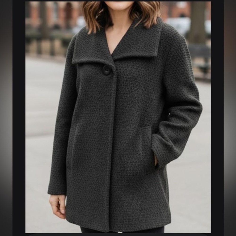 Eileen Fisher Dark Textured Pea Coat